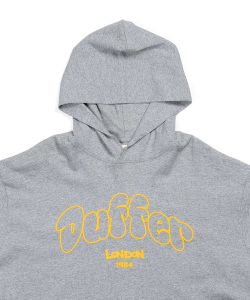 The DUFFER of ST.GEORGE（ザダファーオブセントジョージ）の「GRAFFITI FONT PARKA：グラフィティフォント プルオーバーパーカー（パーカー・メンズ・グレー/ホワイト・X-LARGE/LARGE/MEDIUM）」の4枚目の写真