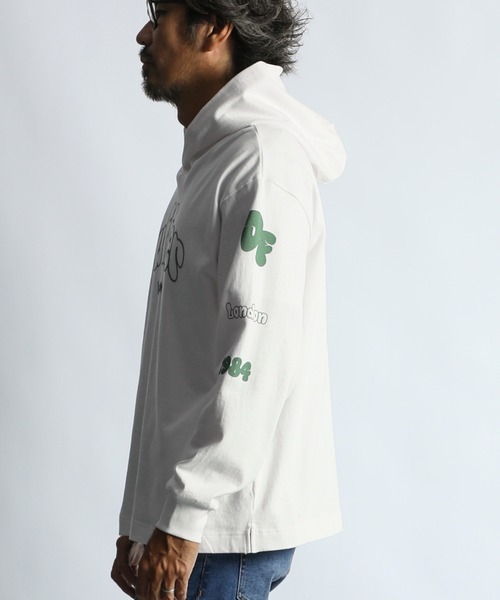 The DUFFER of ST.GEORGE（ザダファーオブセントジョージ）の「GRAFFITI FONT PARKA：グラフィティフォント プルオーバーパーカー（パーカー・メンズ・グレー/ホワイト・X-LARGE/LARGE/MEDIUM）」の10枚目の写真