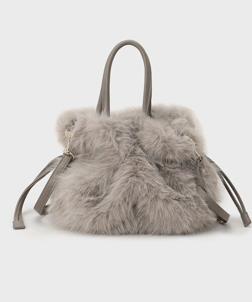 UNTITLED（アンタイトル）の「【定番人気！】2Wayドロストフェイクファートート（トートバッグ・レディース・ブラウン系/ブラウン系その他/ライトベージュ/グレー・99）」の2枚目の写真