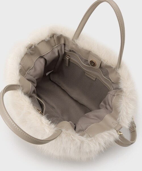 UNTITLED（アンタイトル）の「【定番人気！】2Wayドロストフェイクファートート（トートバッグ・レディース・ブラウン系/ブラウン系その他/ライトベージュ/グレー・99）」の9枚目の写真