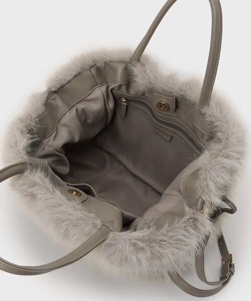 UNTITLED（アンタイトル）の「【定番人気！】2Wayドロストフェイクファートート（トートバッグ・レディース・ブラウン系/ブラウン系その他/ライトベージュ/グレー・99）」の10枚目の写真