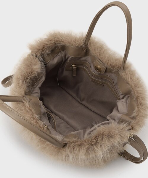 UNTITLED（アンタイトル）の「【定番人気！】2Wayドロストフェイクファートート（トートバッグ・レディース・ブラウン系/ブラウン系その他/ライトベージュ/グレー・99）」の11枚目の写真