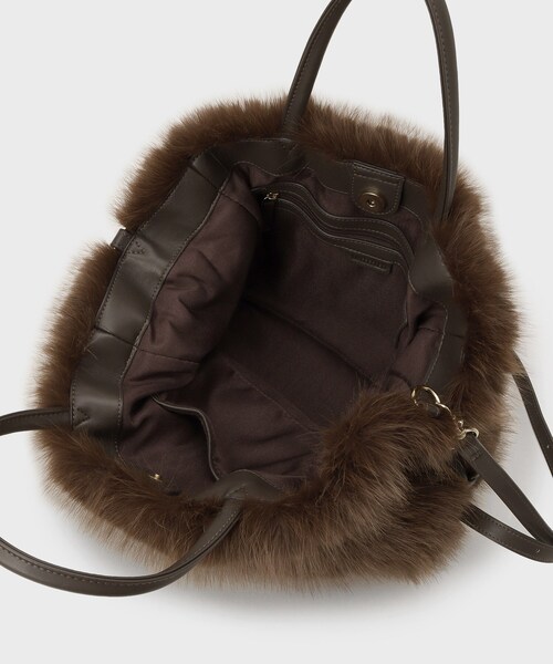 UNTITLED（アンタイトル）の「【定番人気！】2Wayドロストフェイクファートート（トートバッグ・レディース・ブラウン系/ブラウン系その他/ライトベージュ/グレー・99）」の12枚目の写真