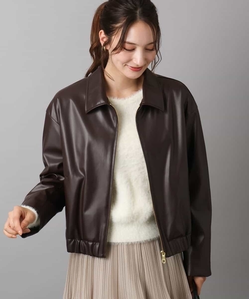 ブルゾン373様 ユニセックス】3WAY襟ボア取り外し可能/合皮/レザージップアップ