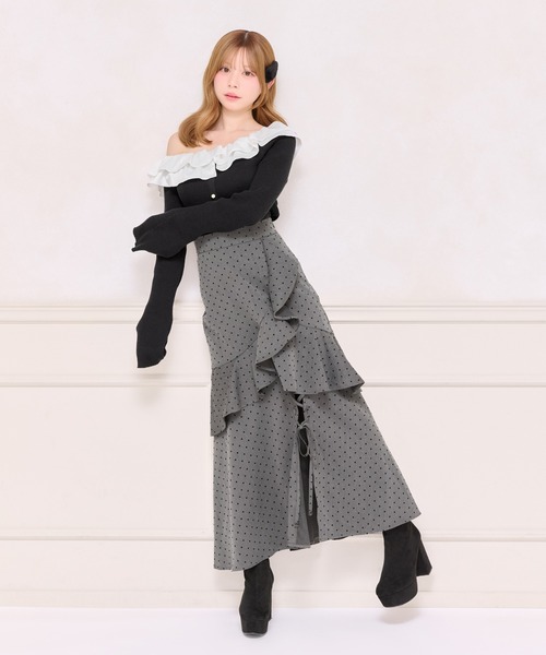 apres jour（アプレジュール）の「レースアップリボンスカート（スカート・レディース・ボルドー/ブラック/ブラック系その他/ブラック系その他2/グレー系その他/ピンクベージュ・フリー/X-LARGE）」の19枚目の写真