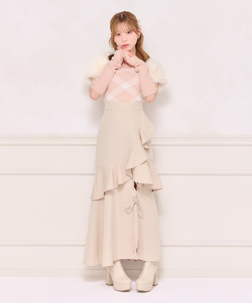 apres jour（アプレジュール）の「レースアップリボンスカート（スカート・レディース・ボルドー/ブラック/ブラック系その他/ブラック系その他2/グレー系その他/ピンクベージュ・フリー/X-LARGE）」の15枚目の写真