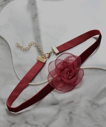 VIBGYOR Women（ヴィブジョー　ウィメン）の「【resonance】バラモチーフ オーガンジー×ベロア チョーカー（チョーカー）」