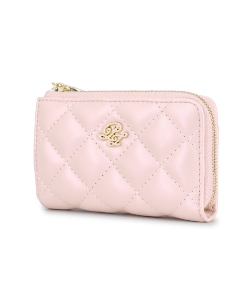 ノベルティ　ccロゴピンク　キルティング　キーリング付きケース キルティングアクセントリボンキーケース【ピンク】(ピンク