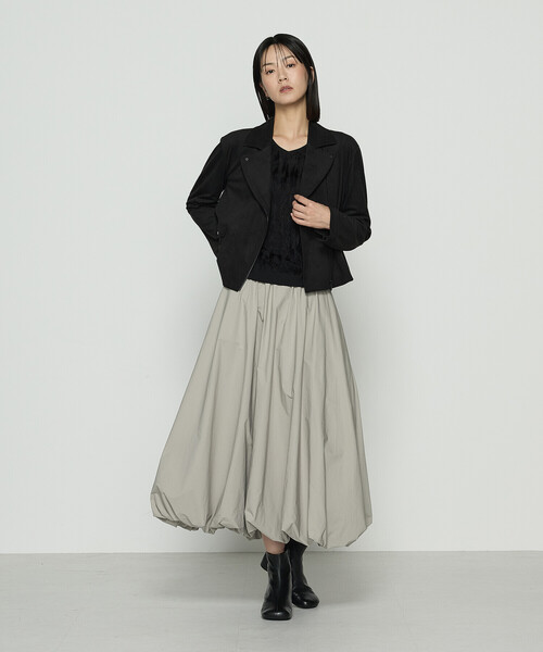 K.T KIYOKO TAKASE(キヨコタカセ)の「ストレッチスエード調 ライダースジャケット(ライダースジャケット・レディース・モカ/ブラック・7号/11号/9号)」の12枚目の写真