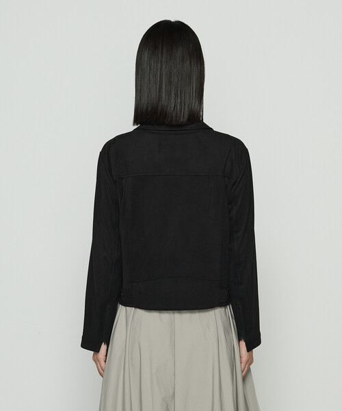 K.T KIYOKO TAKASE(キヨコタカセ)の「ストレッチスエード調 ライダースジャケット(ライダースジャケット・レディース・モカ/ブラック・7号/11号/9号)」の8枚目の写真