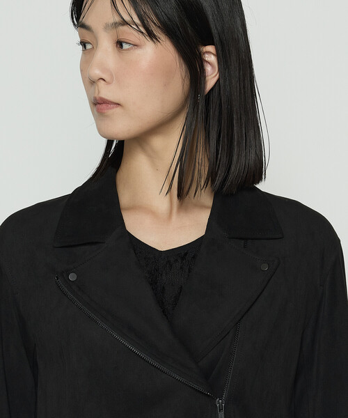 K.T KIYOKO TAKASE(キヨコタカセ)の「ストレッチスエード調 ライダースジャケット(ライダースジャケット・レディース・モカ/ブラック・7号/11号/9号)」の7枚目の写真