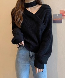 SEU（エスイーユー）の「チョーカーネックニットプルオーバー 長袖 オフィスカジュアル きれいめカジュアル レディース韓国（ニット/セーター）」