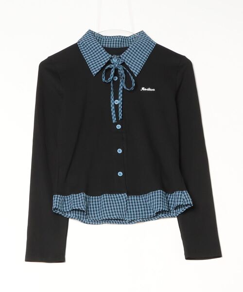gossip!ロサンゼルス(ゴシップロサンゼルス)の「Y2K チェック柄カラーシャツカーディガン(Tシャツ/カットソー・レディース・グレー/ネイビー/ホワイト/ブラック・FREE)」の18枚目の写真