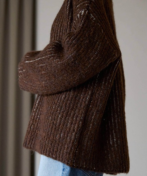 セール】オーバーサイズ畦編みVネックニット（ニット/セーター