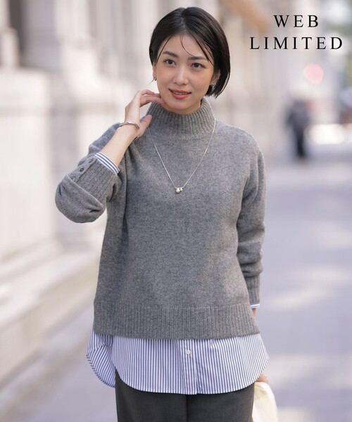 J.PRESS Ladies(J.プレス レディス)の「【WEB限定】YAK BLEND ハイネック ニット(ニット/セーター・レディース・ライトグレー系/ブラウン系/ベージュ系/ライトグリーン系・SMALL)」の3枚目の写真