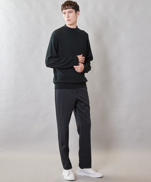 UNION STATION（ユニオンステーション）の「【ウォッシャブル素材】モックネックハイゲージ ウール混ニット（ニット/セーター・メンズ・マスタード/ブラック/グリーン/ホワイト・L/M/LL）」の15枚目の写真