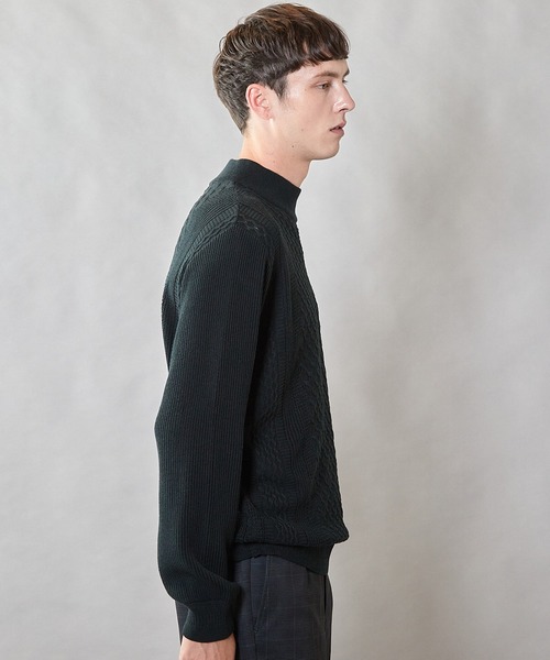 UNION STATION（ユニオンステーション）の「【ウォッシャブル素材】モックネックハイゲージ ウール混ニット（ニット/セーター・メンズ・マスタード/ブラック/グリーン/ホワイト・L/M/LL）」の13枚目の写真