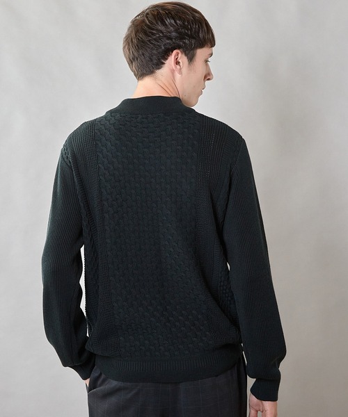 UNION STATION（ユニオンステーション）の「【ウォッシャブル素材】モックネックハイゲージ ウール混ニット（ニット/セーター・メンズ・マスタード/ブラック/グリーン/ホワイト・L/M/LL）」の14枚目の写真