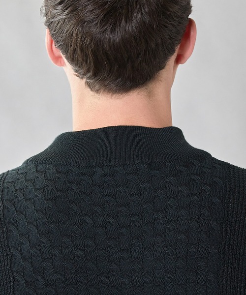 UNION STATION（ユニオンステーション）の「【ウォッシャブル素材】モックネックハイゲージ ウール混ニット（ニット/セーター・メンズ・マスタード/ブラック/グリーン/ホワイト・L/M/LL）」の18枚目の写真