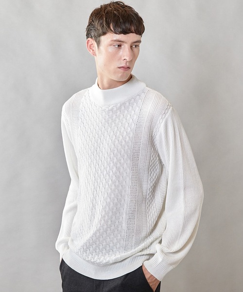 UNION STATION（ユニオンステーション）の「【ウォッシャブル素材】モックネックハイゲージ ウール混ニット（ニット/セーター・メンズ・マスタード/ブラック/グリーン/ホワイト・L/M/LL）」の5枚目の写真