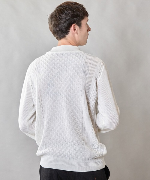 UNION STATION（ユニオンステーション）の「【ウォッシャブル素材】モックネックハイゲージ ウール混ニット（ニット/セーター・メンズ・マスタード/ブラック/グリーン/ホワイト・L/M/LL）」の7枚目の写真