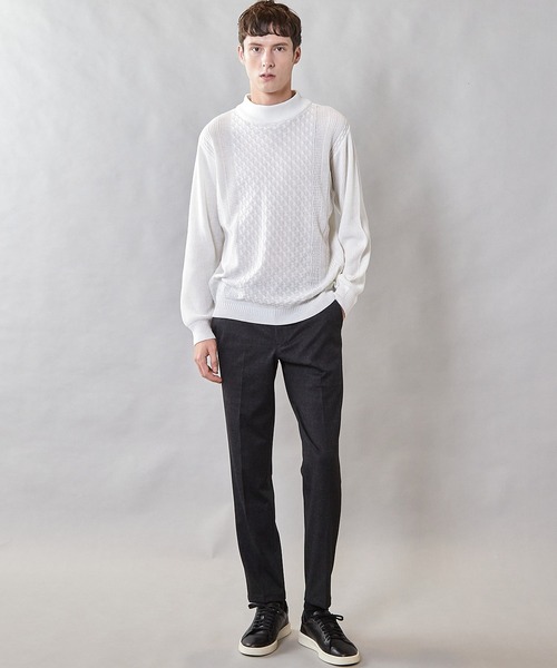 UNION STATION（ユニオンステーション）の「【ウォッシャブル素材】モックネックハイゲージ ウール混ニット（ニット/セーター・メンズ・マスタード/ブラック/グリーン/ホワイト・L/M/LL）」の8枚目の写真