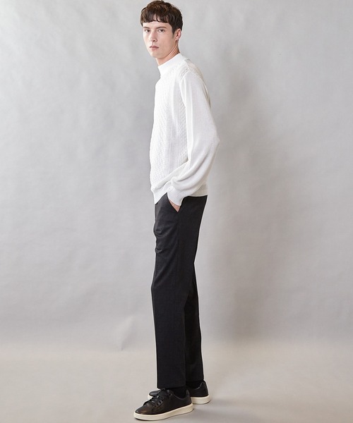 UNION STATION（ユニオンステーション）の「【ウォッシャブル素材】モックネックハイゲージ ウール混ニット（ニット/セーター・メンズ・マスタード/ブラック/グリーン/ホワイト・L/M/LL）」の9枚目の写真