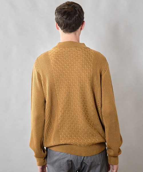 UNION STATION（ユニオンステーション）の「【ウォッシャブル素材】モックネックハイゲージ ウール混ニット（ニット/セーター・メンズ・マスタード/ブラック/グリーン/ホワイト・L/M/LL）」の20枚目の写真