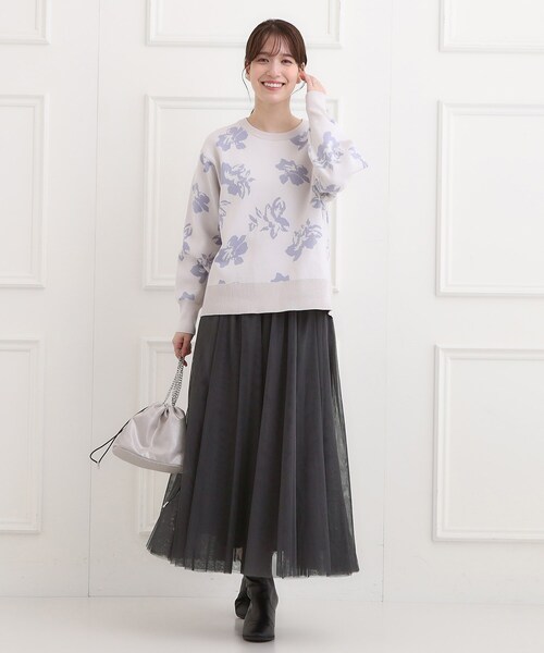 SHOO・LA・RUE（シューラルー）の「【洗濯機可】セレモニーからデイリーまで ふんわり軽やか チュールギャザースカート（スカート・レディース・ライトベージュ/ブラック/グレー系その他・00）」の10枚目の写真