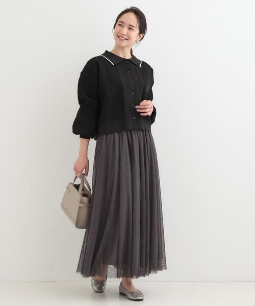 SHOO・LA・RUE(シューラルー)の「【洗濯機可】セレモニーからデイリーまで ふんわり軽やか チュールギャザースカート(スカート・レディース・ライトベージュ/ブラック/グレー系その他・00)」の8枚目の写真
