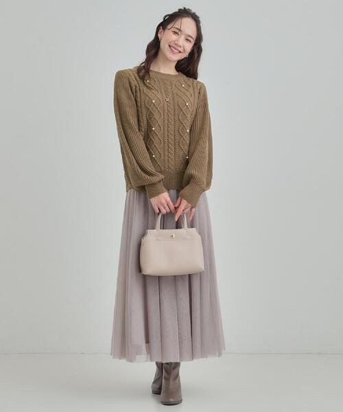 SHOO・LA・RUE(シューラルー)の「【洗濯機可】セレモニーからデイリーまで ふんわり軽やか チュールギャザースカート(スカート・レディース・ライトベージュ/ブラック/グレー系その他・00)」の7枚目の写真