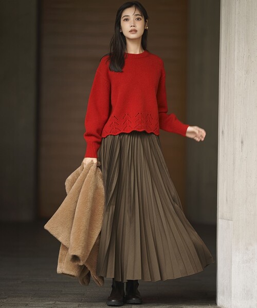 レーシーヘムデザイン パフスリーブ ニット（ニット/セーター）｜23区