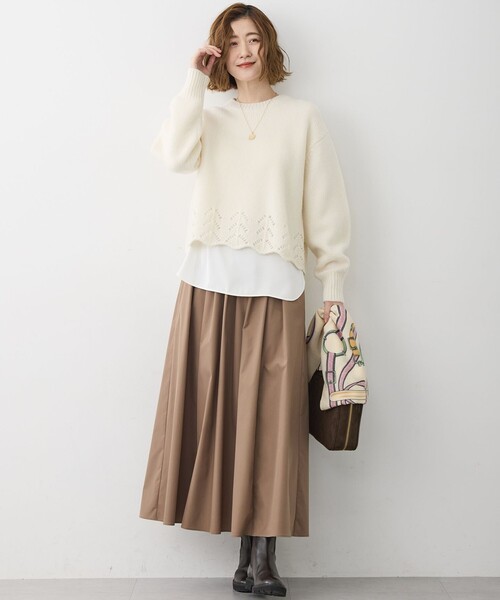 レーシーヘムデザイン パフスリーブ ニット（ニット/セーター）｜23区