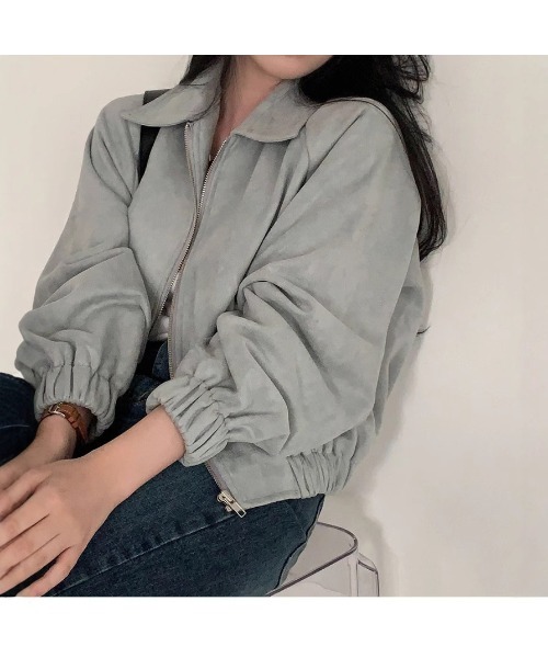 Ritzy（リッツィー）の「スエード調素材 フルジッパー仕様 ブルゾン（ブルゾン・レディース・カーキ/ブラック/グレー・M/L）」の2枚目の写真