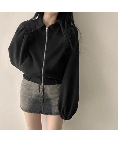 Ritzy（リッツィー）の「スエード調素材 フルジッパー仕様 ブルゾン（ブルゾン・レディース・カーキ/ブラック/グレー・M/L）」の5枚目の写真