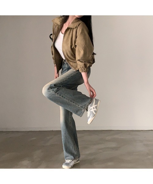 Ritzy（リッツィー）の「スエード調素材 フルジッパー仕様 ブルゾン（ブルゾン・レディース・カーキ/ブラック/グレー・M/L）」の13枚目の写真