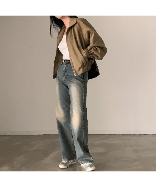 Ritzy（リッツィー）の「スエード調素材 フルジッパー仕様 ブルゾン（ブルゾン・レディース・カーキ/ブラック/グレー・M/L）」の14枚目の写真