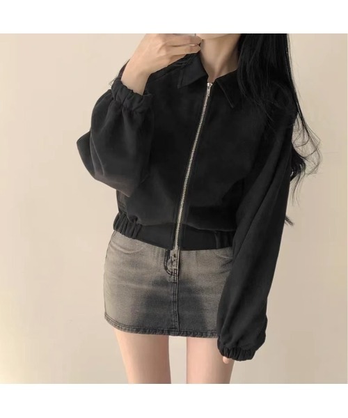 Ritzy（リッツィー）の「スエード調素材 フルジッパー仕様 ブルゾン（ブルゾン・レディース・カーキ/ブラック/グレー・M/L）」の18枚目の写真