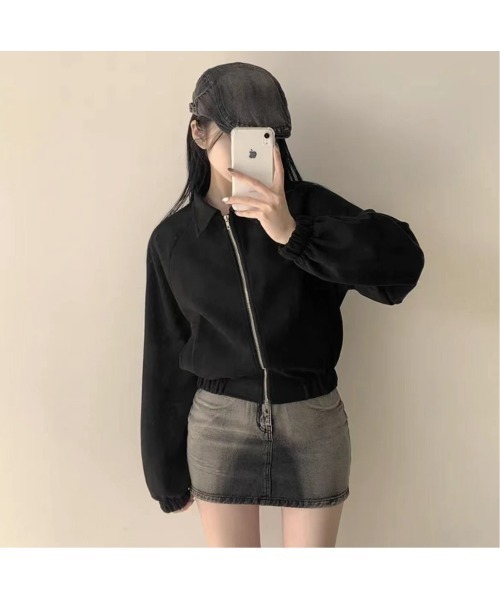 Ritzy（リッツィー）の「スエード調素材 フルジッパー仕様 ブルゾン（ブルゾン・レディース・カーキ/ブラック/グレー・M/L）」の19枚目の写真