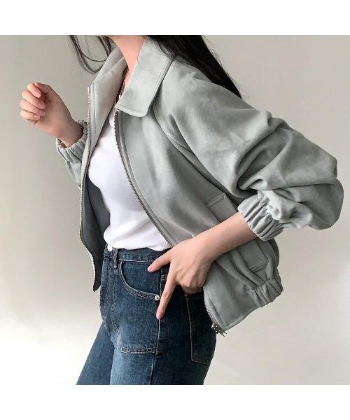 Ritzy（リッツィー）の「スエード調素材 フルジッパー仕様 ブルゾン（ブルゾン・レディース・カーキ/ブラック/グレー・M/L）」の21枚目の写真