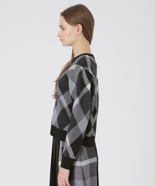 クレストブリッジチェックウーリージャカードプルオーバー（ニット