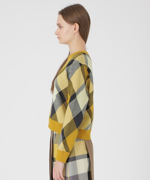 クレストブリッジチェックウーリージャカードプルオーバー（ニット