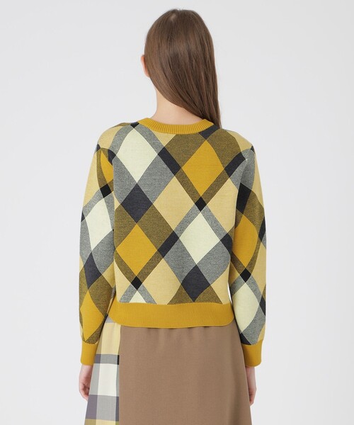 クレストブリッジチェックウーリージャカードプルオーバー（ニット