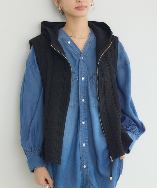 KATHARINE ROSS(キャサリンロス)の「【PILLINI/ピリーニ】ケーブルドッキングベスト(ベスト・レディース・ブラック/カーキ・MEDIUM)」の2枚目の写真