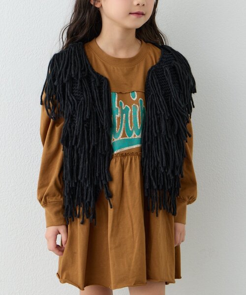 セール】【KIDS】【ジュニアサイズあり】洗える手編みタッチフリンジ