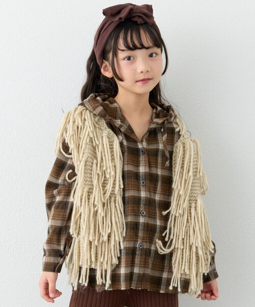 CIAOPANIC TYPY（チャオパニックティピー）の「【KIDS】【ジュニアサイズあり】洗える手編みタッチフリンジニットベスト（ベスト・キッズ・ブラック/ベージュ/キャメル・XX-LARGE/X-LARGE/LARGE/MEDIUM）」の12枚目の写真