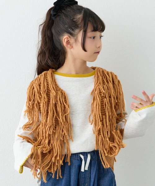 CIAOPANIC TYPY（チャオパニックティピー）の「【KIDS】【ジュニアサイズあり】洗える手編みタッチフリンジニットベスト（ベスト・キッズ・ブラック/ベージュ/キャメル・XX-LARGE/X-LARGE/LARGE/MEDIUM）」の16枚目の写真
