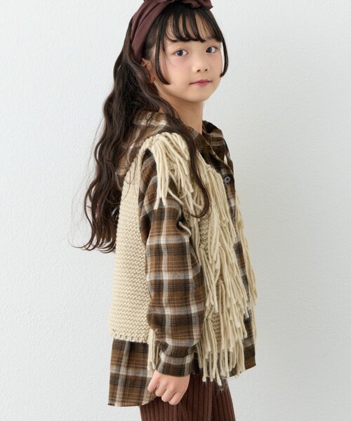CIAOPANIC TYPY（チャオパニックティピー）の「【KIDS】【ジュニアサイズあり】洗える手編みタッチフリンジニットベスト（ベスト・キッズ・ブラック/ベージュ/キャメル・XX-LARGE/X-LARGE/LARGE/MEDIUM）」の19枚目の写真