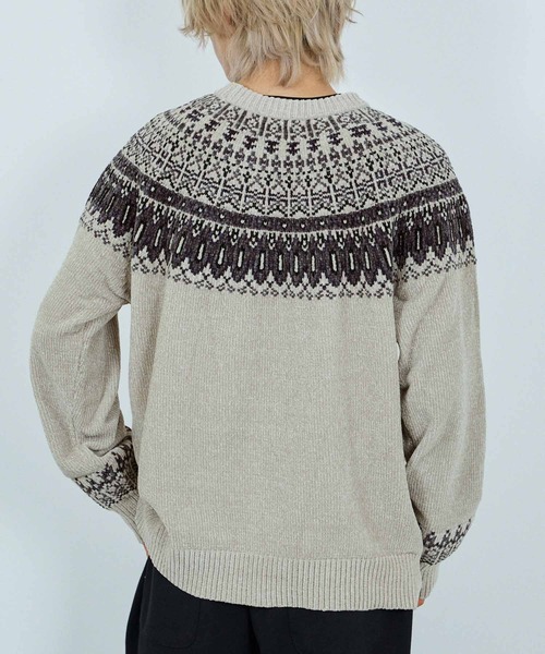 NAVY(ネイビー)の「NAVY トロリ求心柄モールニットプルオーバー(ニット/セーター・メンズ・グレイッシュベージュ/モカ/ネイビー/スミクロ・XL/L/M/S)」の10枚目の写真