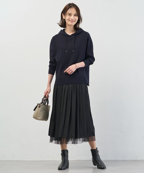 J.PRESS Ladies(J.プレス レディス)の「Smooth ニット パーカー(ニット/セーター・レディース・ライトグレー系/サックスブルー系/ピンク系/ネイビー系・SMALL)」の8枚目の写真